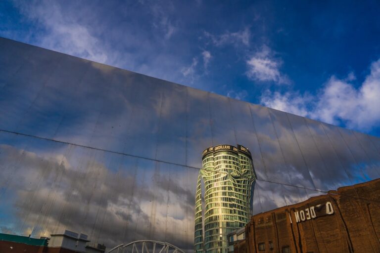 A street in Birmingham city centre with shops and places to eat